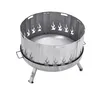 A metal fire pit with a decorative flame cut-out screen. Voir les images du produit