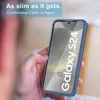 A person's hand is holding a blue phone case with a Samsung Galaxy S24 phone inside. Produktbild-Vorschau