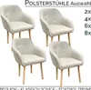 Four beige upholstered chairs with wooden legs are arranged in a grid. Produktbild-Vorschau