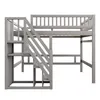 A gray wooden loft bed with stairs and storage. Náhled obrázku produktu