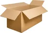 An empty, open cardboard box on a white background. Produktbild-Vorschau