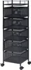 A black rolling cart with five mesh baskets and a top shelf, shown against a white background. Anteprima dell’immagine prodotto