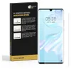 A product packaging box for a screen protector is shown next to a smartphone. Produktbild-Vorschau