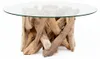 Individueller Teak Couchtisch TORA-rund Glasplatte D80cm Produktbild-Vorschau 1