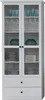 A white display cabinet filled with glassware and plates. Produktbild-Vorschau