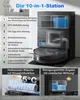 A robotic vacuum cleaner and its multi-functional docking station are shown with feature callouts. Produktbild-Vorschau