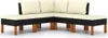 A sectional outdoor lounge set with cream cushions and black base, supported by wooden legs. Produktbild-Vorschau