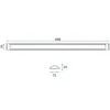 A technical drawing of a long, rectangular LED panel light with dimensions indicated. Voir les images du produit