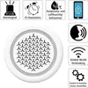 Collage of icons and a product image illustrating features of a smart alarm siren. Produktbild-Vorschau
