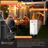 A family is enjoying a meal outdoors at night, illuminated by string lights, with a gas patio heater in the background. Produktbild-Vorschau