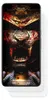 A smartphone with a dark, graphic wallpaper displayed on its screen. Produktbild-Vorschau