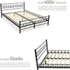 A product image showing a metal bed frame with a slatted base, presented in two different views. Text overlays describe features and benefits. Náhled obrázku produktu