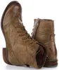 A pair of brown leather boots on a white background. Produktbild-Vorschau