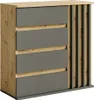 A dresser with four drawers and a decorative slatted side panel. Produktbild-Vorschau
