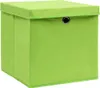 vidaXL Úložné boxy s vekom 10 ks 28x28x28 cm zelené Náhľad obrázku produktu 1