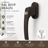 8 x Alu Fenstergriff in Braun RAL 8019 abschließbar - Produktbild-Vorschau 2