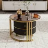 Okrągły stolik kawowy Sweiko 2 w 1 z MDF, stolik boczny z 1 Podgląd zdjęcia produktu 4
