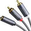 A close-up shot of three audio cables with RCA and 3.5mm connectors. Podgląd zdjęcia produktu
