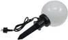 A white globe garden light with a black stake and power cord, isolated on a white background. Produktbild-Vorschau