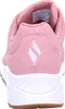 The back view of a pink Skechers sneaker with a white sole and brown outsole. Anteprima dell’immagine prodotto