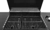 A close-up view of the interior of a black gas grill, showing the cooking grates and a warming rack. Podgląd zdjęcia produktu