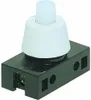 A close-up studio shot of a white and black push-button switch. Produktbild-Vorschau