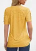 Damen-T-Shirt, Knopfleiste, V-Ausschnitt, einfarbiges Produktbild-Vorschau 3