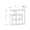 A diagram showing the dimensions of a small table or shelf unit. Anteprima dell’immagine prodotto