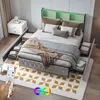 A modern bedroom setup featuring a bed with integrated storage and LED lighting. Produktbild-Vorschau