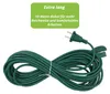 A coiled green power cord with a plug and a clip, with a green marketing banner above. Produktbild-Vorschau