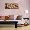 Wallario Premium Leinwandbild Dunkler Holzstapel rund in Produktbild-Vorschau 2