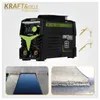 A collage featuring a welding machine, welding torches, and examples of welds. Produktbild-Vorschau
