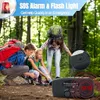 Three hikers in a forest setting, one appears injured and is being attended to by another, while a third looks on. A radio is in the foreground. Produktbild-Vorschau