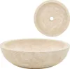 Two views of a cream-colored marble sink on a white background. Náhľad obrázku produktu
