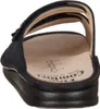 A close-up view of the inside of a navy blue sandal. Produktbild-Vorschau