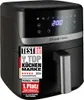 A black Russell Hobbs air fryer is shown from a front-side angle, with a digital display showing '200'. There are several award badges on the left side of the product. Produktbild-Vorschau