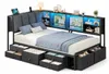 AODEMOKO Jugendbett mit LED, Ladestation, 7 Schubladen, Produktbild-Vorschau 1