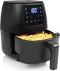 A black air fryer filled with french fries, with its digital display showing '180°C'. Produktbild-Vorschau