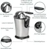 A stainless steel juicer with various features highlighted by callouts. Produktbild-Vorschau