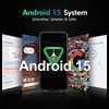 A smartphone displaying the Android 15 system interface, surrounded by other phone screens showing various app interfaces. Produktbild-Vorschau