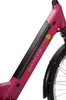 A close-up of the frame of a pink electric bicycle. Produktbild-Vorschau