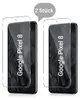 Two screen protectors for a Google Pixel 8 phone are shown side-by-side against a white background. A speech bubble indicates '2 Stück' (2 pieces). Produktbild-Vorschau