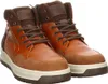 A pair of brown and tan high-top boots. Anteprima dell’immagine prodotto