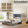 A collage showing a closed and open murphy bed with storage, set in a room. Anteprima dell’immagine prodotto