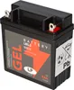 A black gel battery with an orange arrow graphic and text labels. Produktbild-Vorschau