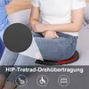 A person is sitting on a transfer disc on a bed, with a close-up of the disc's texture and icons indicating its use. Produktbild-Vorschau