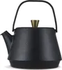 A black cast iron teapot with a gold lid knob and a black handle, shown against a white background. Voir les images du produit