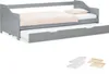 Homestyle4u Tagesbett 90x200 Ausziehbett Grau mit Matratze Produktbild-Vorschau 1