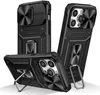 Three black iPhone cases are displayed at different angles on a white background. Produktbild-Vorschau