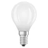 A white frosted LED light bulb with a silver screw base, isolated on a white background. Produktbild-Vorschau